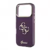 GUESS 4G Script Metal ochranné puzdro na zadnú stranu pre Apple iPhone 18 Pro / 17 Pro - burgundská