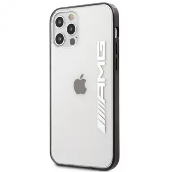 AMG AMHCP12LAESLBK iPhone 12 Pro Max transparentná pevná škrupina s kovovo lakovaným čiernym rámom