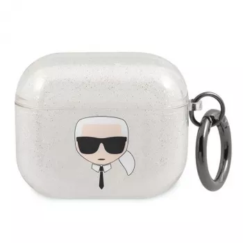 Karl Lagerfeld KLA3UKHGS puzdro AirPods 3 strieborná glitter Karl's Head