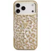 GUESS IML Leopard Glitter Triangle Logo MagSafe puzdro pre iPhone 18 Pro Max / 17 Pro Max - hnedá