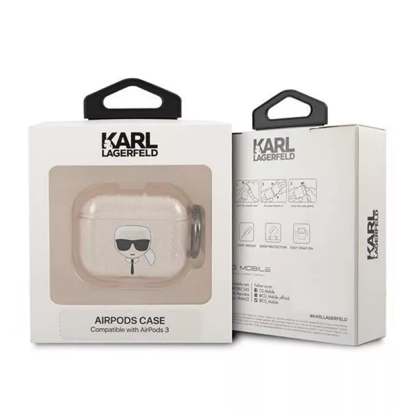 Karl Lagerfeld KLA3UKHGD puzdro AirPods 3 Glitter Gold Karl's Head
