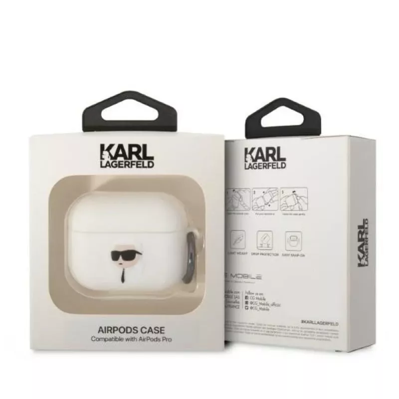 Karl Lagerfeld KLAPRUNIKH puzdro AirPods Pro biela silikón Karl Head 3D