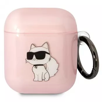 Karl Lagerfeld Ikonik Choupette puzdro AirPods 1/2 ružová