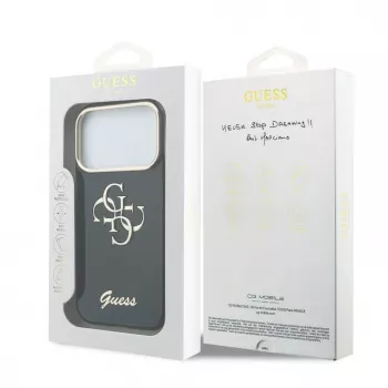 GUESS IML 4G Script Metal puzdro pre iPhone 18 Pro / 17 Pro - čierna