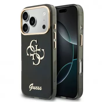 GUESS IML 4G Script Metal puzdro pre iPhone 18 Pro / 17 Pro - čierna