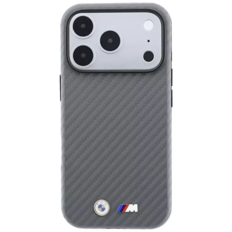 BMW M Carbon Metal Logo MagSafe puzdro pre iPhone 18 Pro Max / 17 Pro Max - sivá