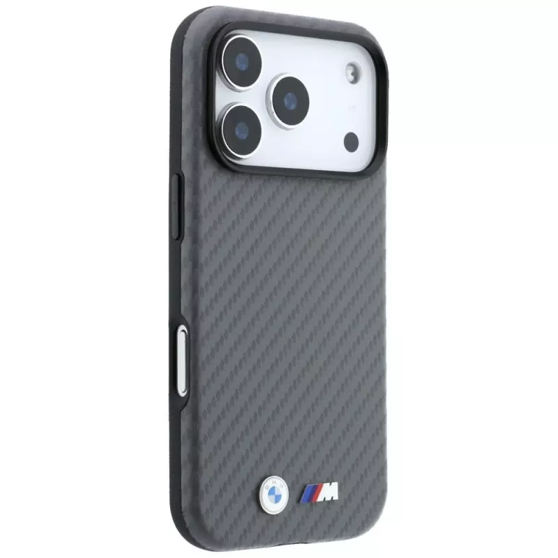 BMW M Carbon Metal Logo MagSafe puzdro pre iPhone 18 Pro Max / 17 Pro Max - sivá