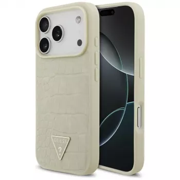 GUESS Croco Triangle Logo MagSafe puzdro pre iPhone 17 Pro - zlatá