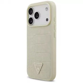 GUESS Croco Triangle Logo MagSafe puzdro pre iPhone 17 Pro - zlatá