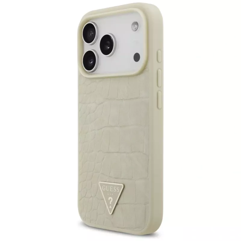 GUESS Croco Triangle Logo MagSafe puzdro pre iPhone 17 Pro - zlatá