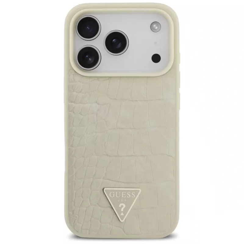 GUESS Croco Triangle Logo MagSafe puzdro pre iPhone 17 Pro - zlatá