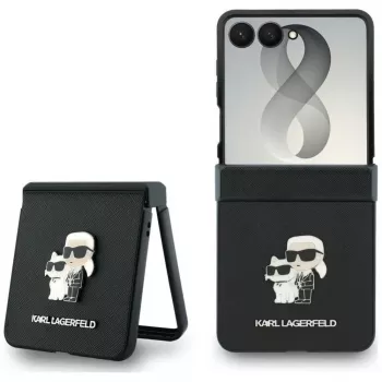 Karl Lagerfeld Karl & Choupette Saffiano Pins puzdro pre Samsung Galaxy Z Flip8 - čierna