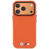 BMW M Quadrille Kevlar MagSafe puzdro pre iPhone 17 Pro Max / 18 Pro Max – oranžová s kovovým logom