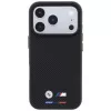 BMW M Quadrille Kevlar MagSafe puzdro pre iPhone 18 Pro Max / 17 Pro Max - čierna s trikolórou a kovovým logom