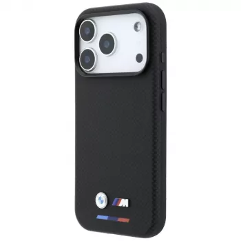 BMW M Quadrille Kevlar Tricolor & Metal Logo MagSafe puzdro pre iPhone 18 Pro / 17 Pro - čierna