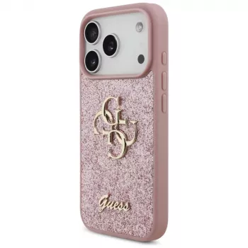 GUESS Fixed Glitter Big 4G puzdro pre iPhone 18 Pro / 17 Pro – ružová