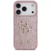 GUESS Fixed Glitter Big 4G puzdro pre iPhone 18 Pro / 17 Pro – ružová