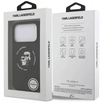 Karl Lagerfeld Silikón Karl & Choupette Ring MagSafe puzdro pre iPhone 17 Pro Max - čierna