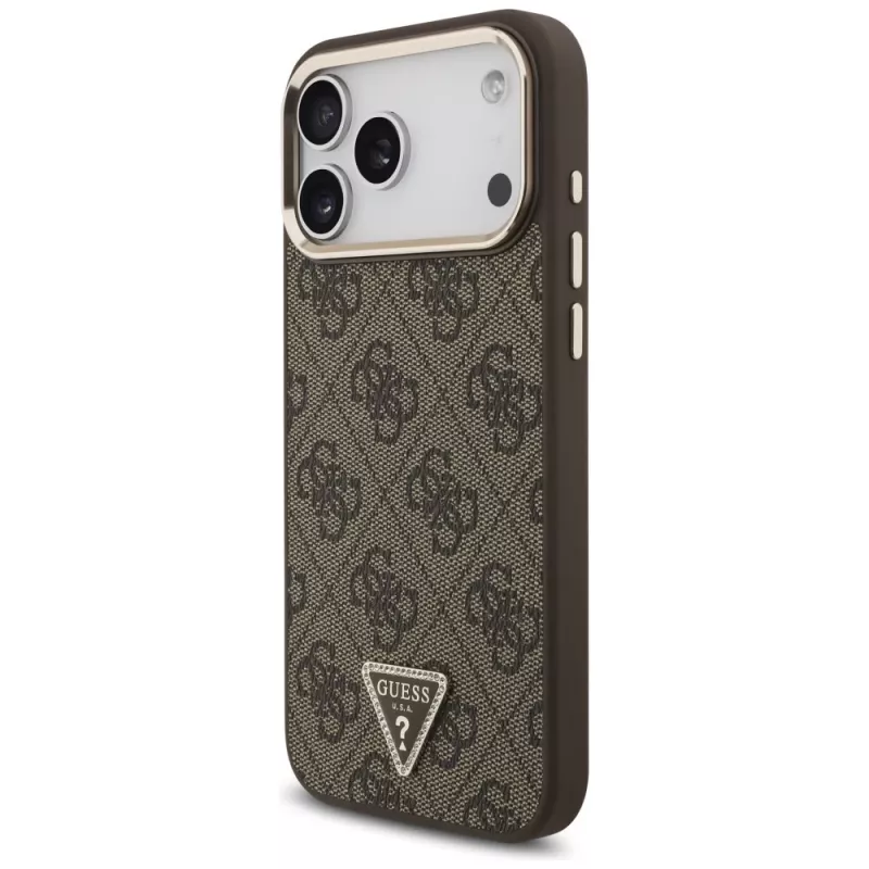 GUESS 4G Triangle Logo MagSafe puzdro pre iPhone 18 Pro Max / 17 Pro Max - hnedá