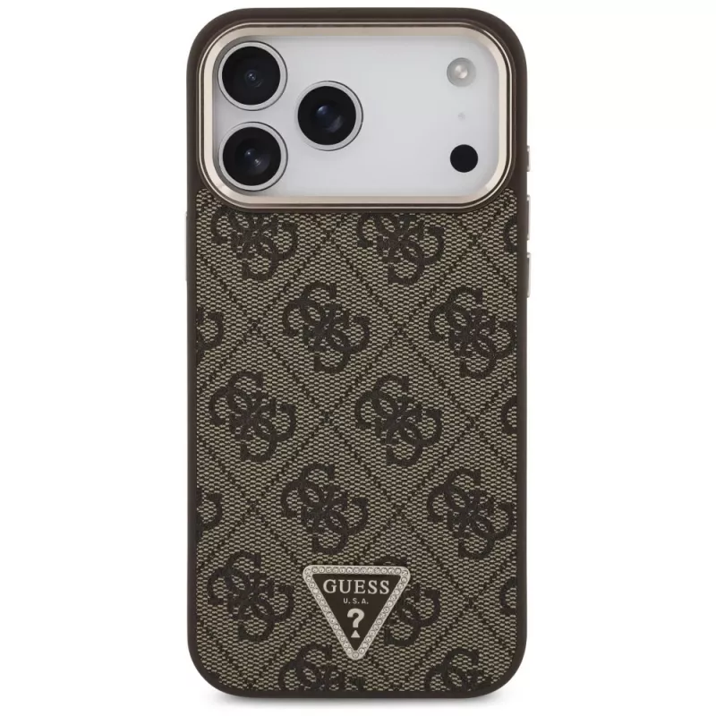 GUESS 4G Triangle Logo MagSafe puzdro pre iPhone 18 Pro Max / 17 Pro Max - hnedá