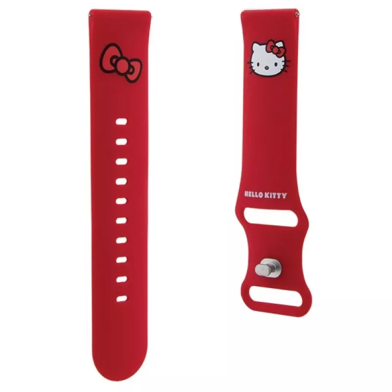Hello Kitty univerzálny silikónový náramok 22 mm červený hlava Kitty