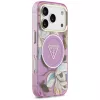 GUESS IML Glitter Flowers Triangle MagSafe puzdro pre iPhone 18 Pro / 17 Pro - fialová