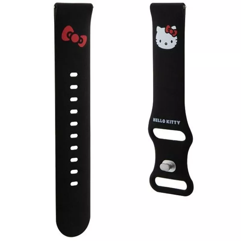 Hello Kitty univerzálny silikónový náramok s dizajnom hlavy Kitty, čierny, 20 mm