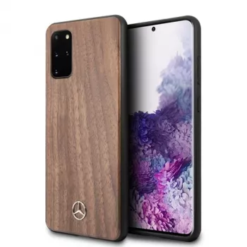 Mercedes-Benz Wood Line orech tvrdé puzdro pre Samsung Galaxy S20+ (SM-G985) - hnedá