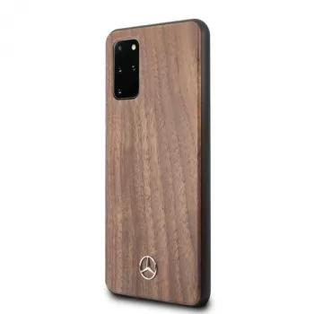 Mercedes-Benz Wood Line orech tvrdé puzdro pre Samsung Galaxy S20+ (SM-G985) - hnedá