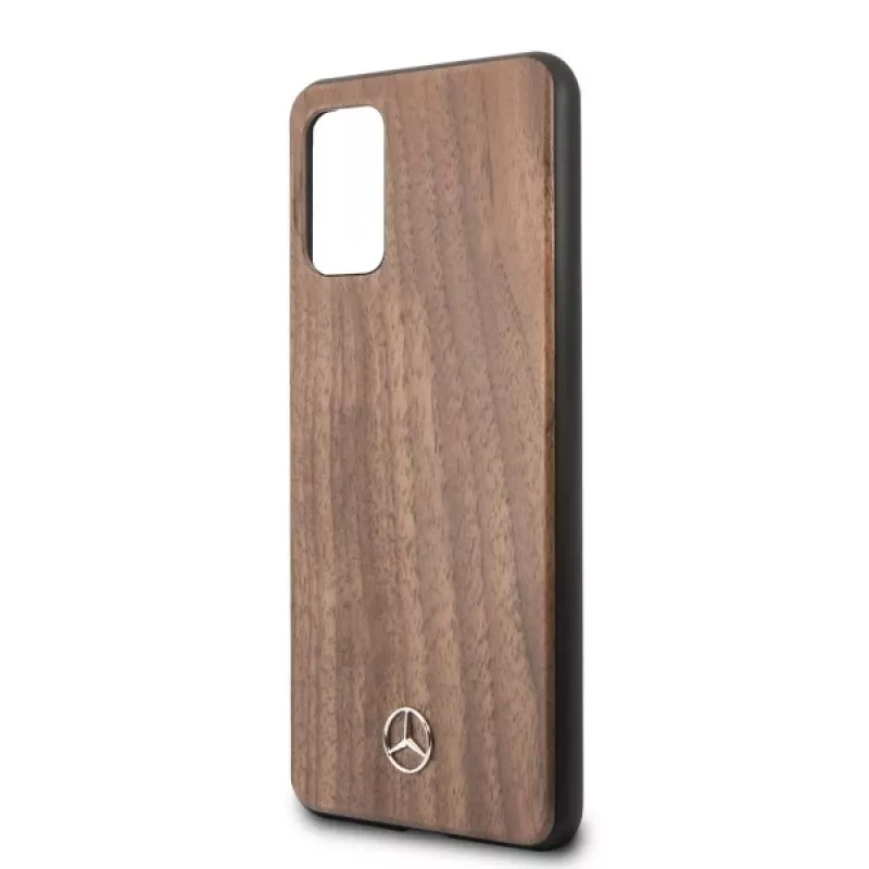 Mercedes-Benz Wood Line orech tvrdé puzdro pre Samsung Galaxy S20+ (SM-G985) - hnedá