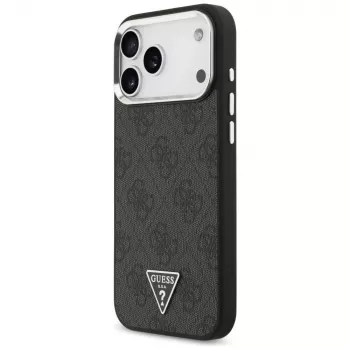 GUESS 4G Triangle Logo MagSafe puzdro pre iPhone 18 Pro Max / 17 Pro Max - čierna a strieborná