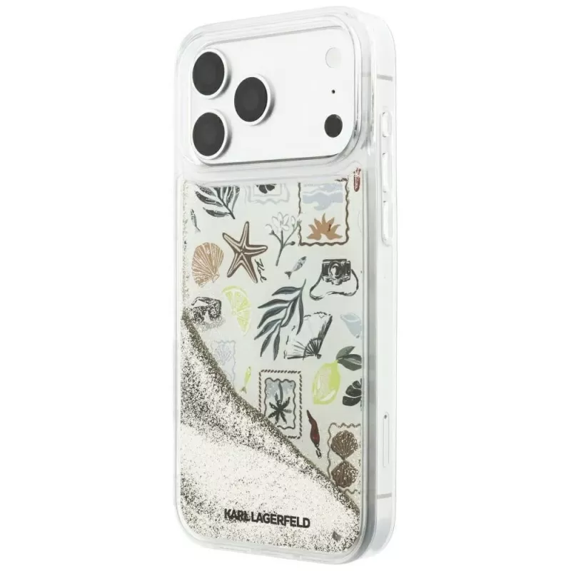Karl Lagerfeld Liquid Glitter Beach & Sand puzdro pre iPhone 18 Pro Max / 17 Pro Max – béžová
