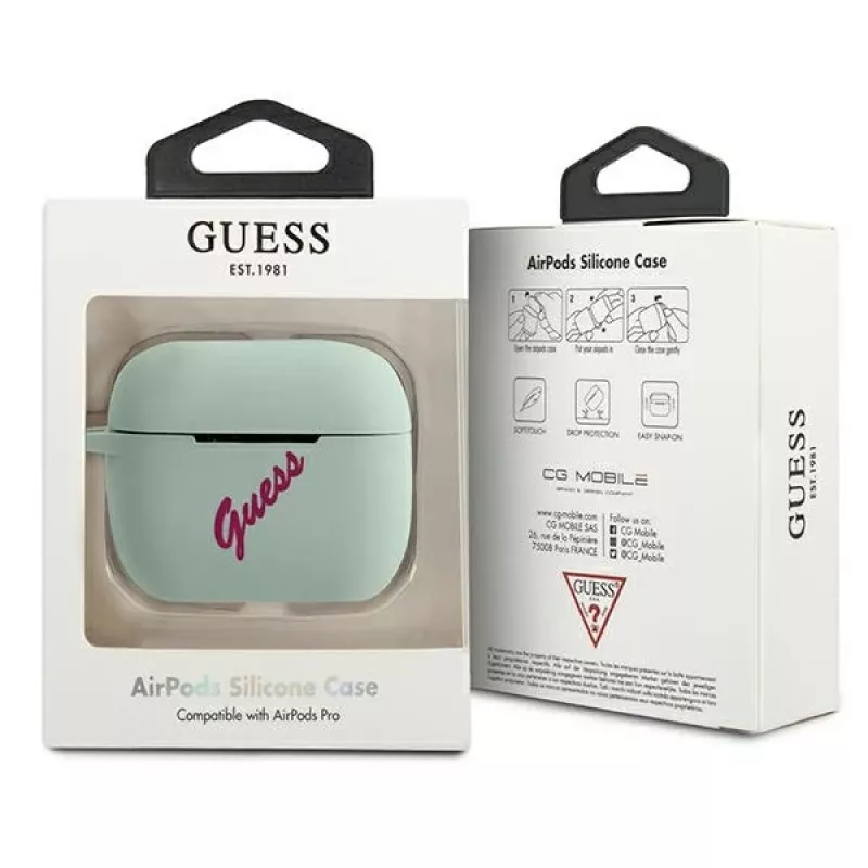 GUESS Vintage silikónové puzdro pre AirPods Pro - modrá fuchsia