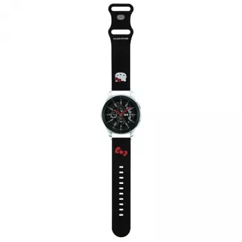 Hello Kitty silikónový náramok s hlavou Kitty pre smart hodinky, 22 mm, čierna