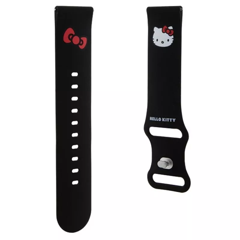 Hello Kitty silikónový náramok s hlavou Kitty pre smart hodinky, 22 mm, čierna
