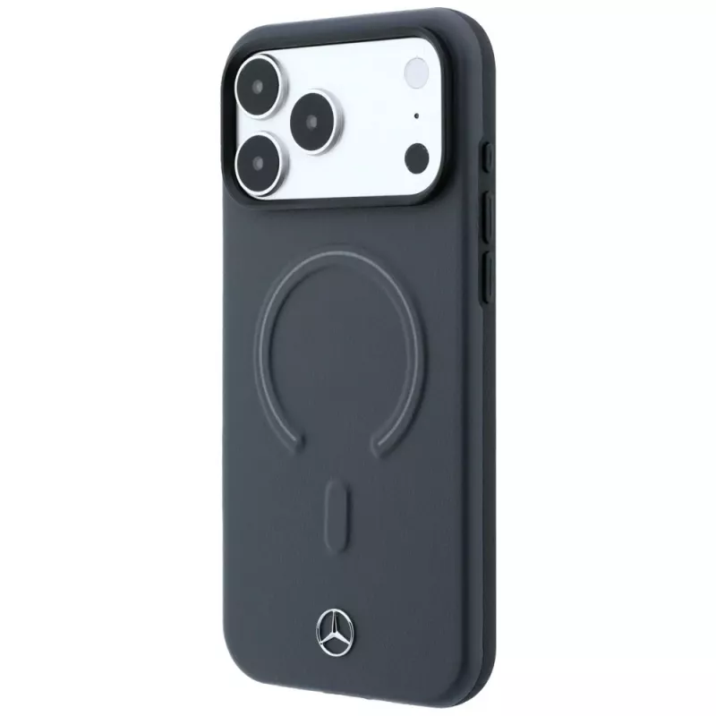 Mercedes kožené 3D MagSafe puzdro pre iPhone 18 Pro Max / 17 Pro Max - antracit