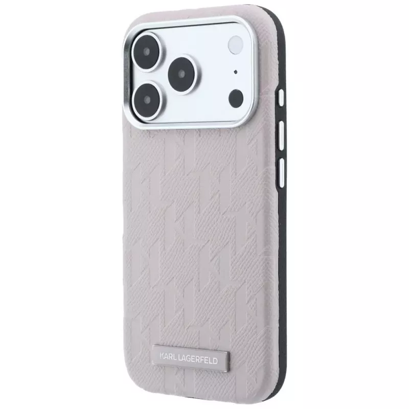 Karl Lagerfeld Grained Mono Resin Logo MagSafe puzdro pre iPhone 18 Pro / 17 Pro - ružová