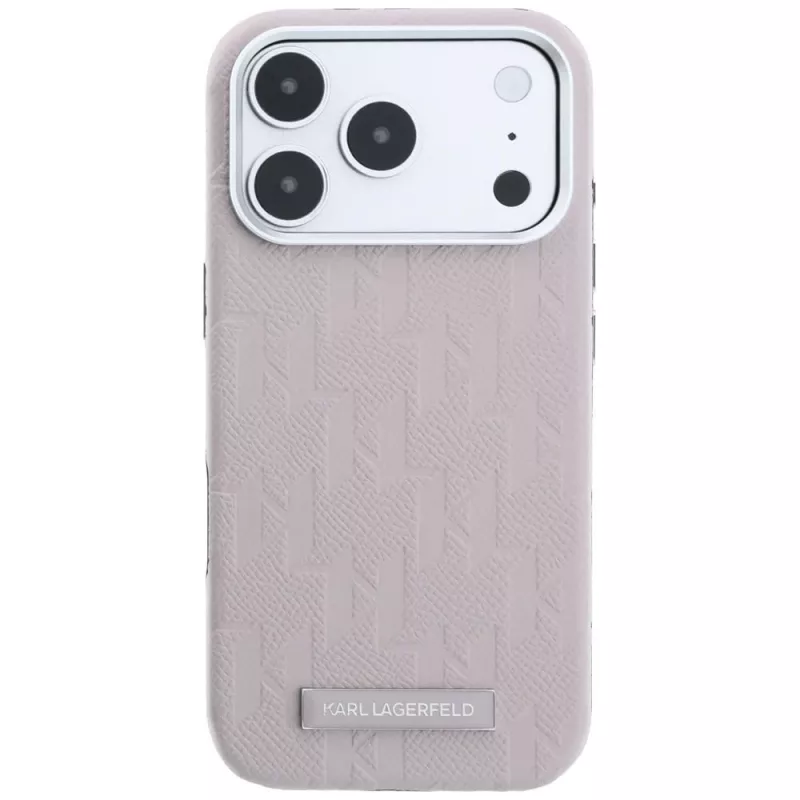 Karl Lagerfeld Grained Mono Resin Logo MagSafe puzdro pre iPhone 18 Pro / 17 Pro - ružová