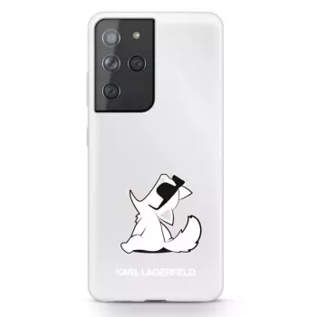 Karl Lagerfeld KLHCS21LCFNRC Galaxy S21 Ultra priehľadné pevné puzdro s Choupette Fun dizajnom
