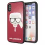 Karl Lagerfeld KLHCPXDLHRE iPhone X/Xs Iconic Glitter Karl's Head puzdro červené