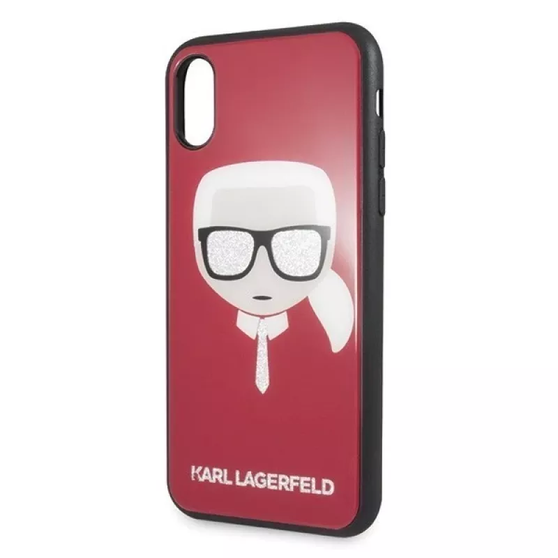 Karl Lagerfeld KLHCPXDLHRE iPhone X/Xs Iconic Glitter Karl's Head puzdro červené