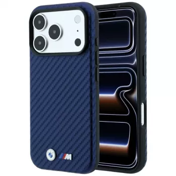 BMW M Carbon Metal Logo MagSafe puzdro pre iPhone 18 Pro / 17 Pro - navy