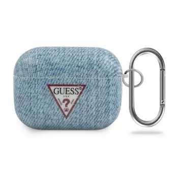 GUESS Jeans Collection svetlomodré puzdro na AirPods Pro s karabínou
