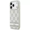 DKNY károvaný vzor s potlačenými pruhmi puzdro pre iPhone 17 Pro - béžové