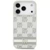 DKNY károvaný vzor s potlačenými pruhmi puzdro pre iPhone 17 Pro - béžové