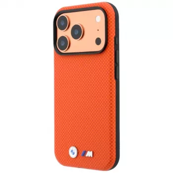 BMW M Quadrille Kevlar Metal Logo MagSafe puzdro pre iPhone 18 Pro / 17 Pro - oranžové