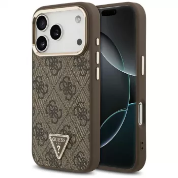 GUESS 4G Triangle Logo MagSafe puzdro pre iPhone 17 Pro / 18 Pro - hnedé