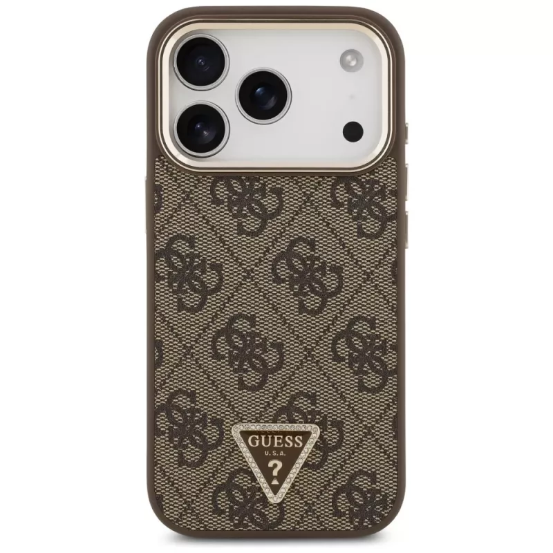 GUESS 4G Triangle Logo MagSafe puzdro pre iPhone 17 Pro / 18 Pro - hnedé