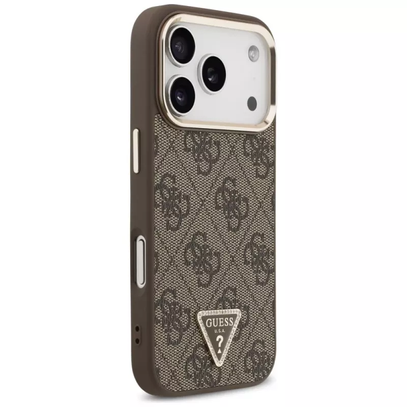 GUESS 4G Triangle Logo MagSafe puzdro pre iPhone 17 Pro / 18 Pro - hnedé