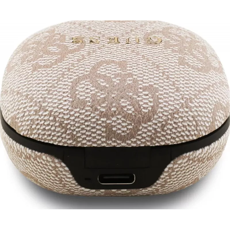 Guess 4G Classic Metal Logo True Wireless slúchadlá s ENC a nabíjacím puzdrom (ružové)